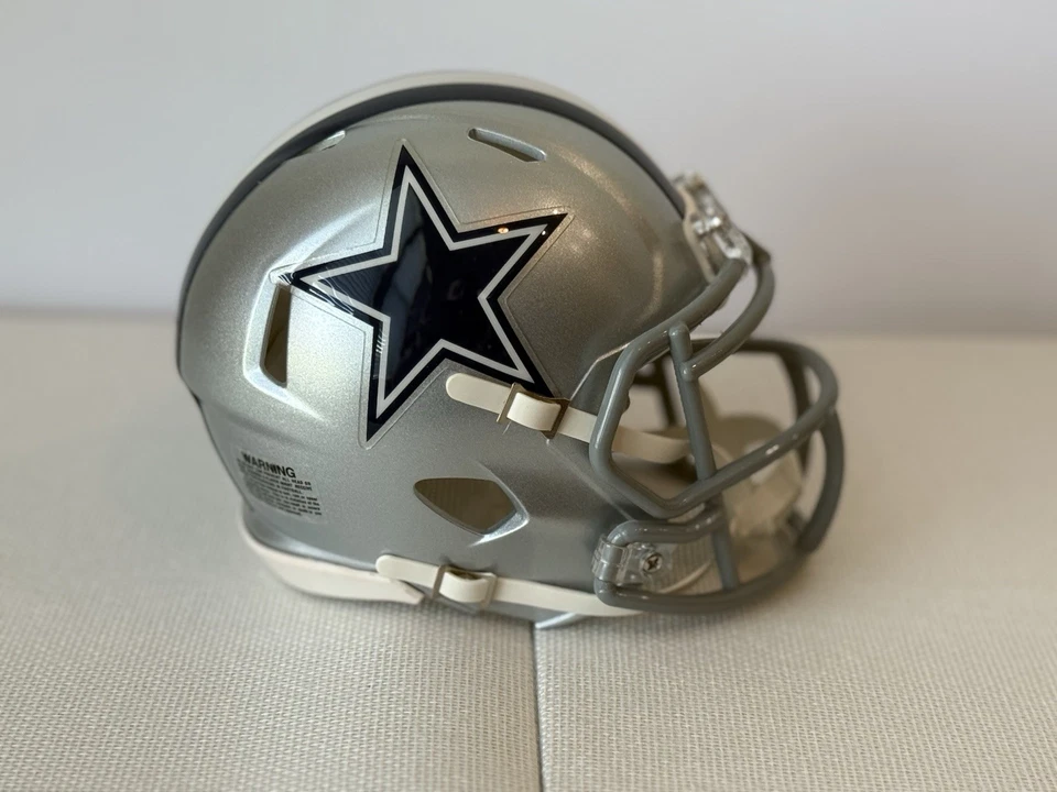 Dallas Cowboys Riddell Speed Mini Casco Plateado Coleccionable NFL Fan Gear Foto 3 de 4