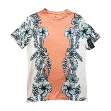 I.N.C. International Concepts XS Coral Floral Hibiscus Tropical Graphic T-Shirt