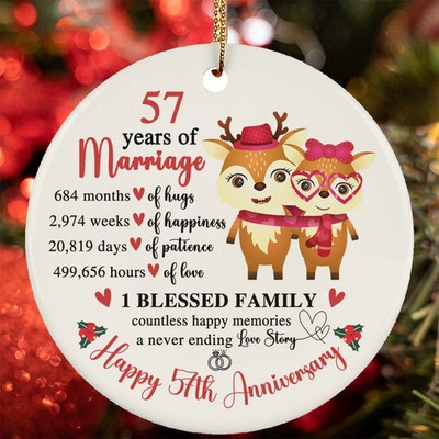 Happy 57th Anniversary Ornament Deer Couple Love 57 Year Marriage Christmas Gift