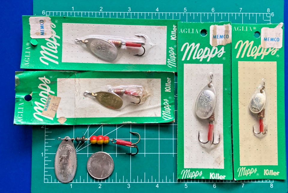 VINTAGE 5 New Mepps Spinners Fishing Lures made in France VTG Bass ...