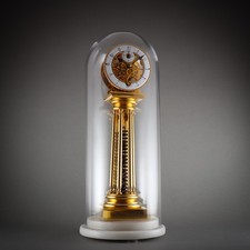 English Wm Smith Musselburgh Fusee Skeleton Clock Glass Dome 8 Day Serviced