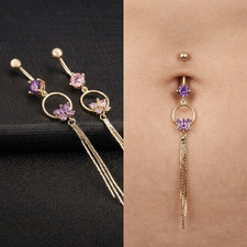 Chain Design Belly Ring Long Tassel Body Piercing Jewelry Navel Ring Party
