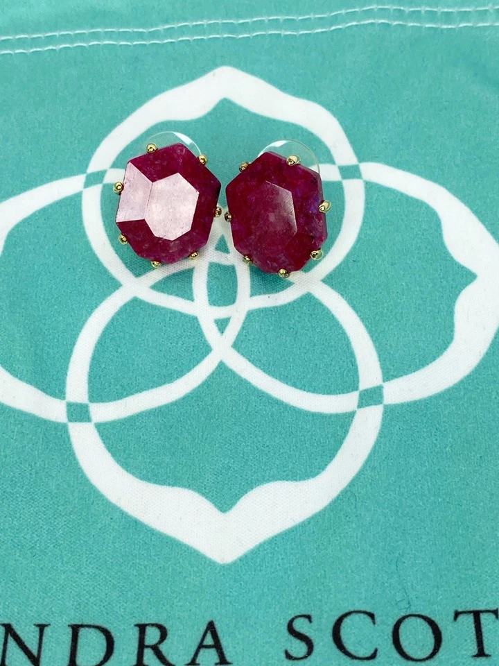 KENDRA SCOTT MAROON JADE IN GOLD MORGAN EARRINGS “Limited Edition “ - Image 4 of 4
