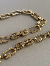 Vintage Givenchy G Link Signe Gold Plated Necklace & Bracelet Jewellery Set