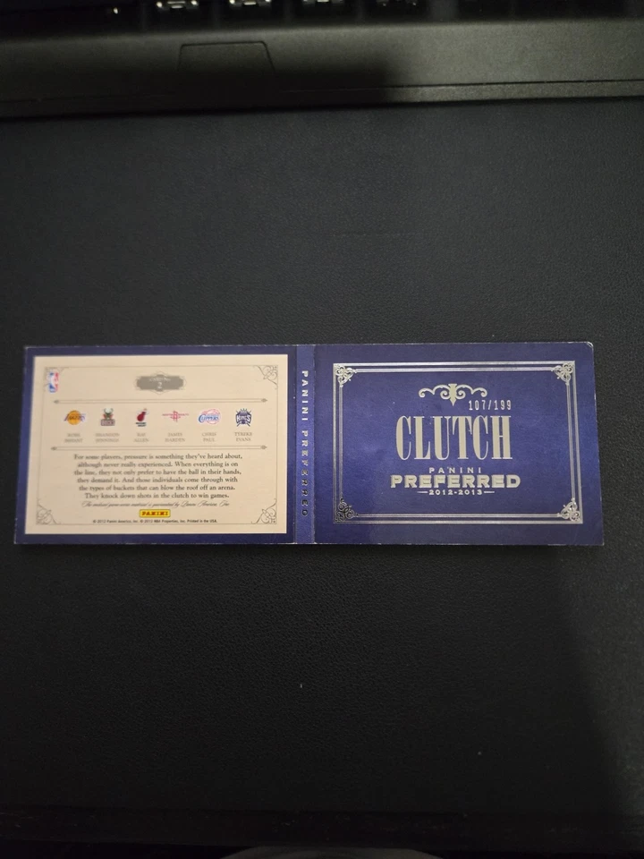 2012-13 Panini Preferred Booklet CLUTCH Bryant, Allen, Harden Paul. Evans /199 - Image 4 of 4