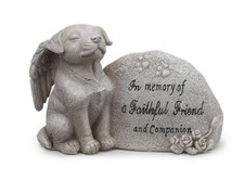 Napco Small Dog Memorial Stone Garden Statue for Pet Loss Remembrance Gift
