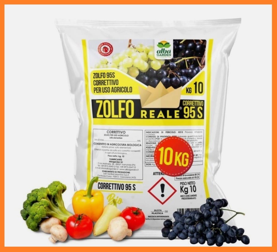 Zolfo giallo per Uso Agricolo Biologico Zolfo Elementare Correttivo 95 S Kg 10