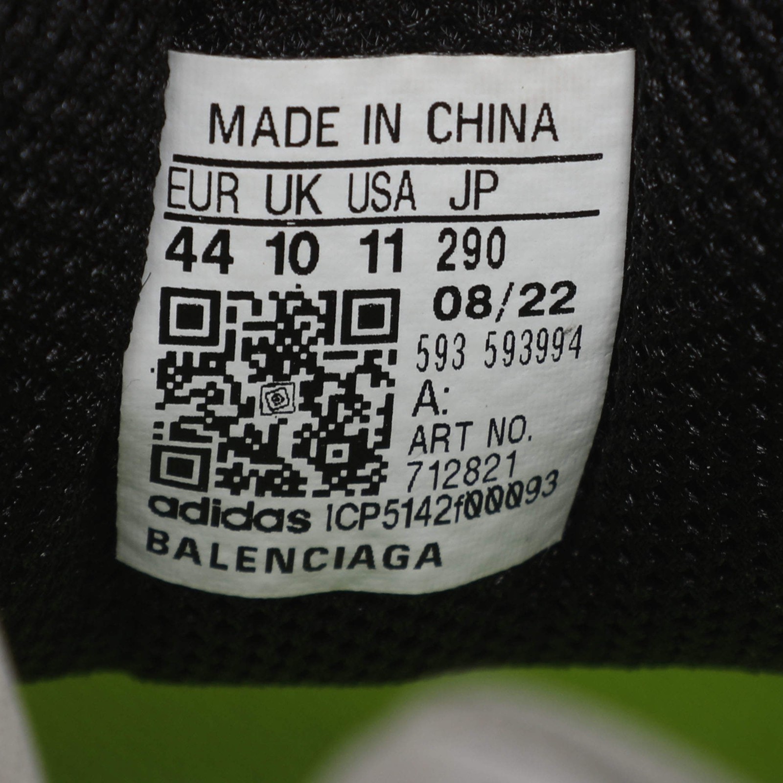 Balenciaga x Adidas Triple S Size 44 Neon GreenGrey Leather and Mesh Low Top thumbnail 8