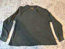 The Foundry Supply Co Shirt Mens 3XL Dark Green Thermal Waffle Knit Henley