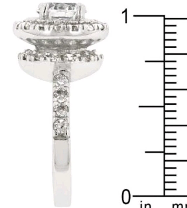 Glamoroso anillo para mujer enchapado en rodio de oro blanco 1,0 CTW circonita cúbica talla 8 Foto 4 de 4