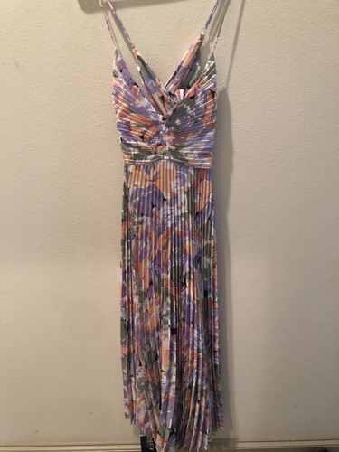 ASTR the Label Blythe Dress in Lavender/Coral Floral maxi pleated dress NWT-L