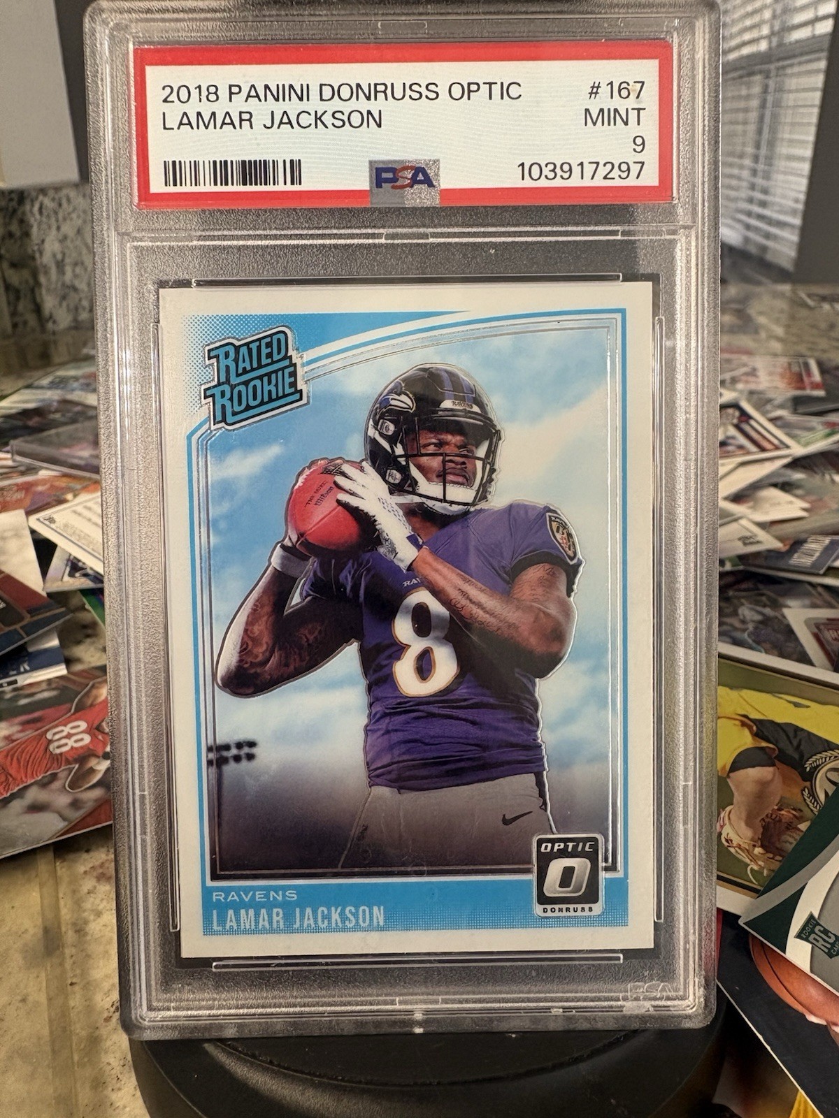 Panini 2018 Donruss Optic Rated Rookie Lamar Jackson #167 PSA 9 Football Card