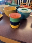 Vintage Kitchen Kraft *3 Stacking Refrigerator Dishes With Lid! *Perfect* Fiesta