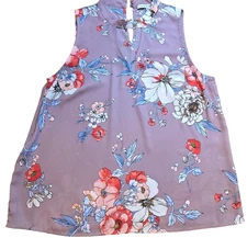 Collective Concepts Women’s Medium Lavender Sleeveless Floral Blouse Shell Top