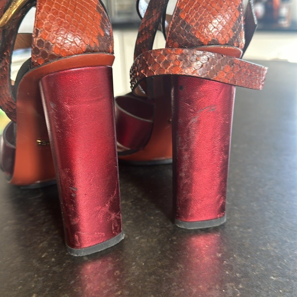 Gucci calfskin and python heels - image 5