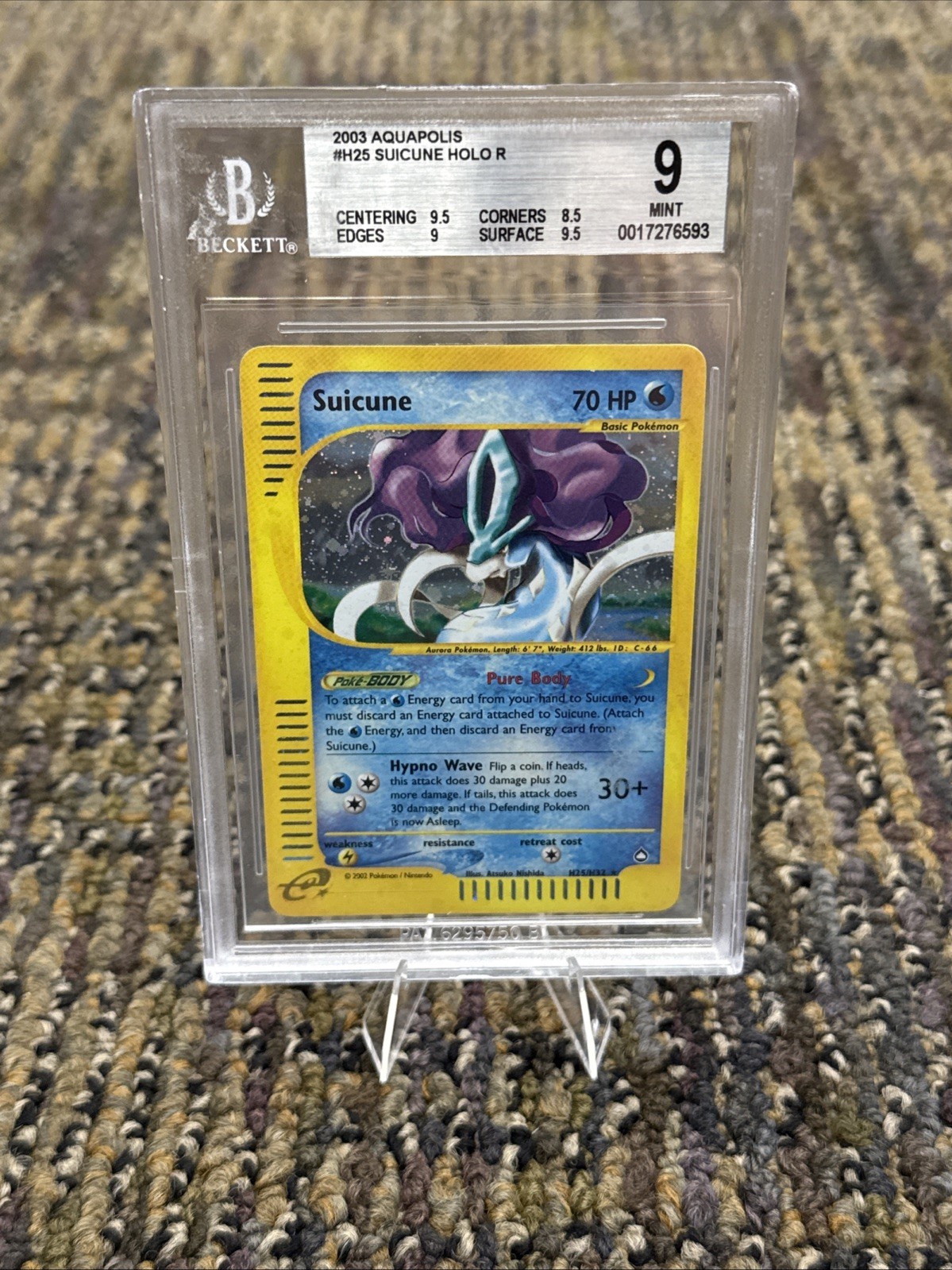 2003 Pokemon Aquapolis Suicune Holo #H25 BGS 9 With Sub Grades!