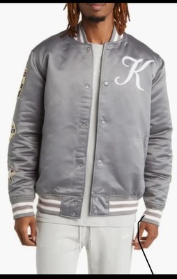 KAPPA Jasper Embroidered Logo Patch Bomber Jacket medium GREY QUILL