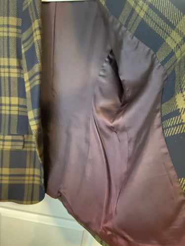 Jones New York Women's Blazer Jacket SIZE 14 Green/Navy Plaid double-breasted - Picture 8 of 11