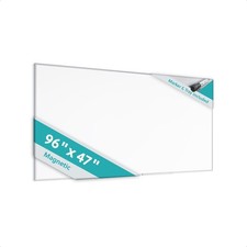 U Brands Magnetic Whiteboard with Silver Aluminum Frame, 96" x 48" Inches, Dry E