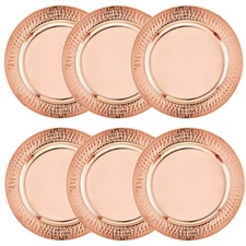 Colleta Home Copper Charger Plates - 6 Pack - 13 inch Rose Gold Charger Plate...