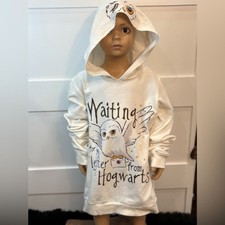 Harry Potter Kids Hoodie Cream Owl Print Size 10/12 Girls Pullover Hooded Sweats