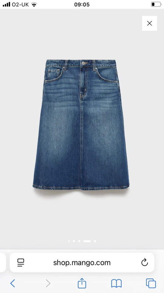 Mango Blue Denim Midi Skirt Large AW 25/26, UK RRP £35.99 BNWT - Image 4 of 4