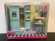 Barbie Home Refrigerator  Cart Kitchen Playset Aqua Color