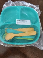 Re-Play 3 X 3 Divided Toddler Plates With Forks And Spoons 3 of Each