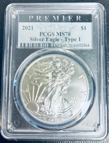 2021 Silver Heraldic Eagle .999 $1 Dollar Graded MS-70 PCGS 1 Troy Oz Type 1