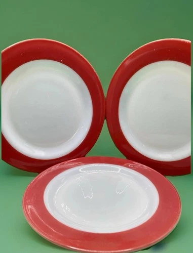 3 Vintage 50s Pyrex pink flamingo🦩color 10" dinner Plates ware Milk Glass MCM