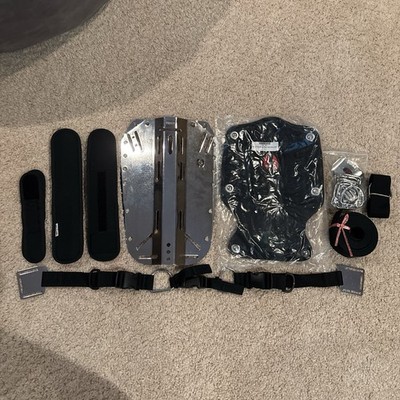 NEW Hollis Elite 2 Backplate Diving   Steel Plate + Harness Sz. MD/LG (No Wing)