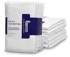 Linteum Textile Classic White Flour Sack Kitchen Dish Towels00% Cotton, Tea 1