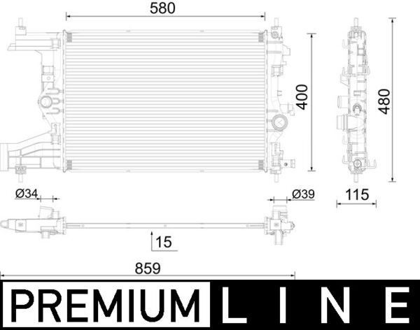Engine Cooling Radiator Fits Opel Astra Astra J Vauxhall Astra MAHLE CR2595000P