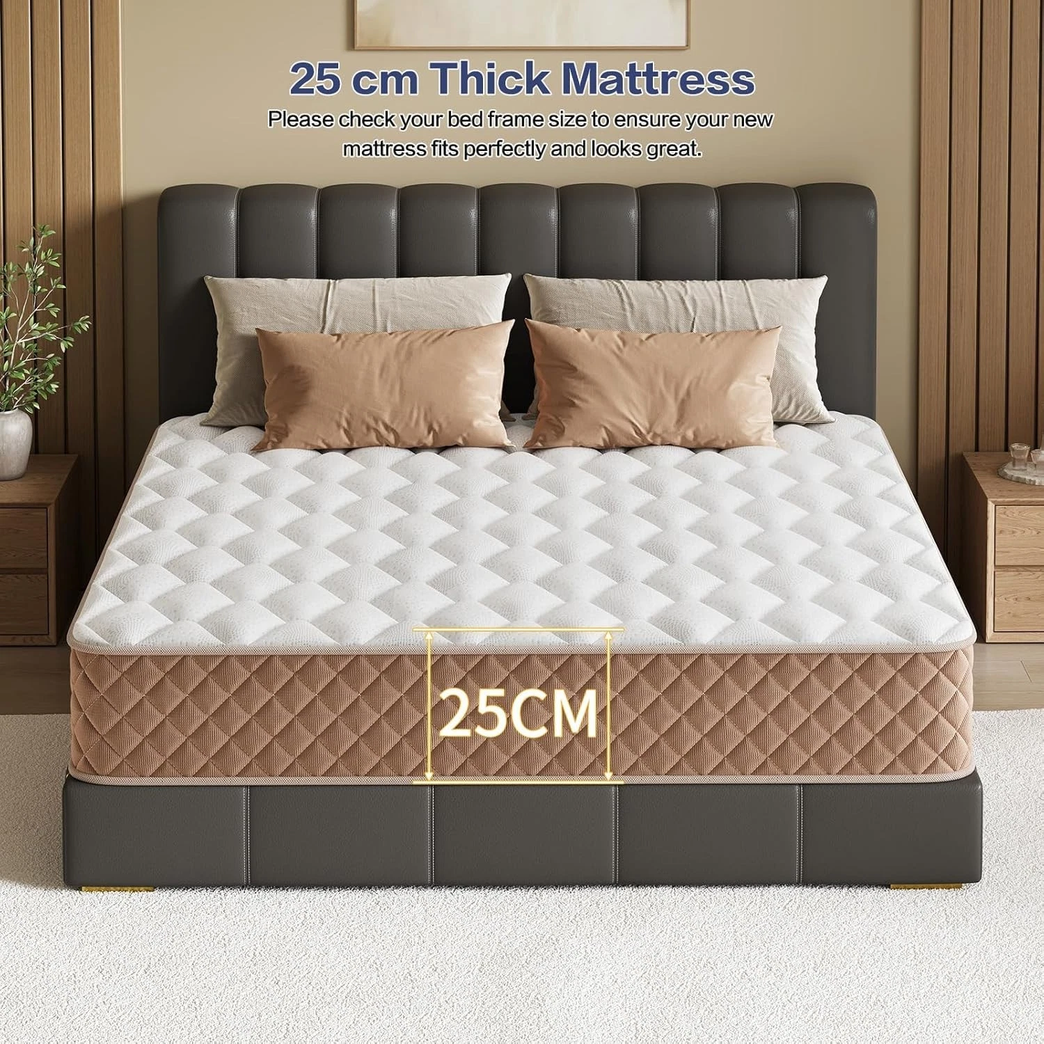 Double Mattresses 4FT6 Memory Foam Mattress, 7-Zone Pocket Sprung Double Bed Mat