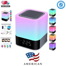 Night Lights Bluetooth Speaker, Alarm Clock Bluetooth Speakers Touch Sensor B...