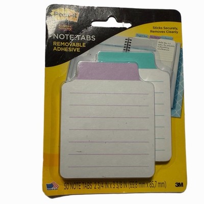 Post-it Super Sticky 2 3/4  X 3 3/8  Note Tabs File Folder Purple Turquoise New