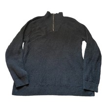 INC International Concepts Mens Sweater Size 2XL Mock Neck 1/4 Zip Grey Preppy