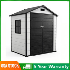 6' x 4' Outdoor Storage Shed with Floor Plastic Resin Garden Shed W/ Window Door