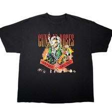 Camiseta Guns N Roses Árbol Familiar XL Negra Estilo Vintage Banda Camiseta Calavera Rosas