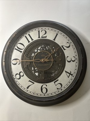 Sterling & Noble Wall Clock No.9 Steampunk Gears Design 15.5'' Dia.  Works Well.