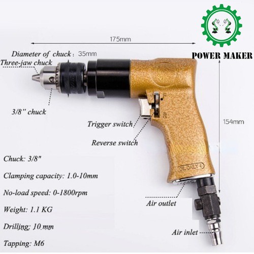 Air Impact Drill Tool Pneumatic Drill Self-locking Reversible Pneumatic Drills - Picture 6 of 14