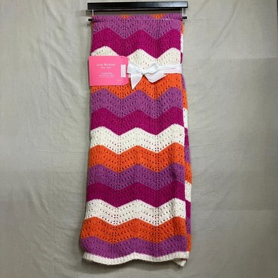Isaac Mizrahi New York Oversized Crochet Throw 50 x 70 Trademark Stripe