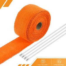 Fiberglass Exhaust Wrap Tape 2x16 Orange Header Heat Wrap 4 Ties
