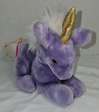 Vtg Dakinfun Farm Purple Unicorn Plush Stuffed Animal Toy Gold Horn 1981
