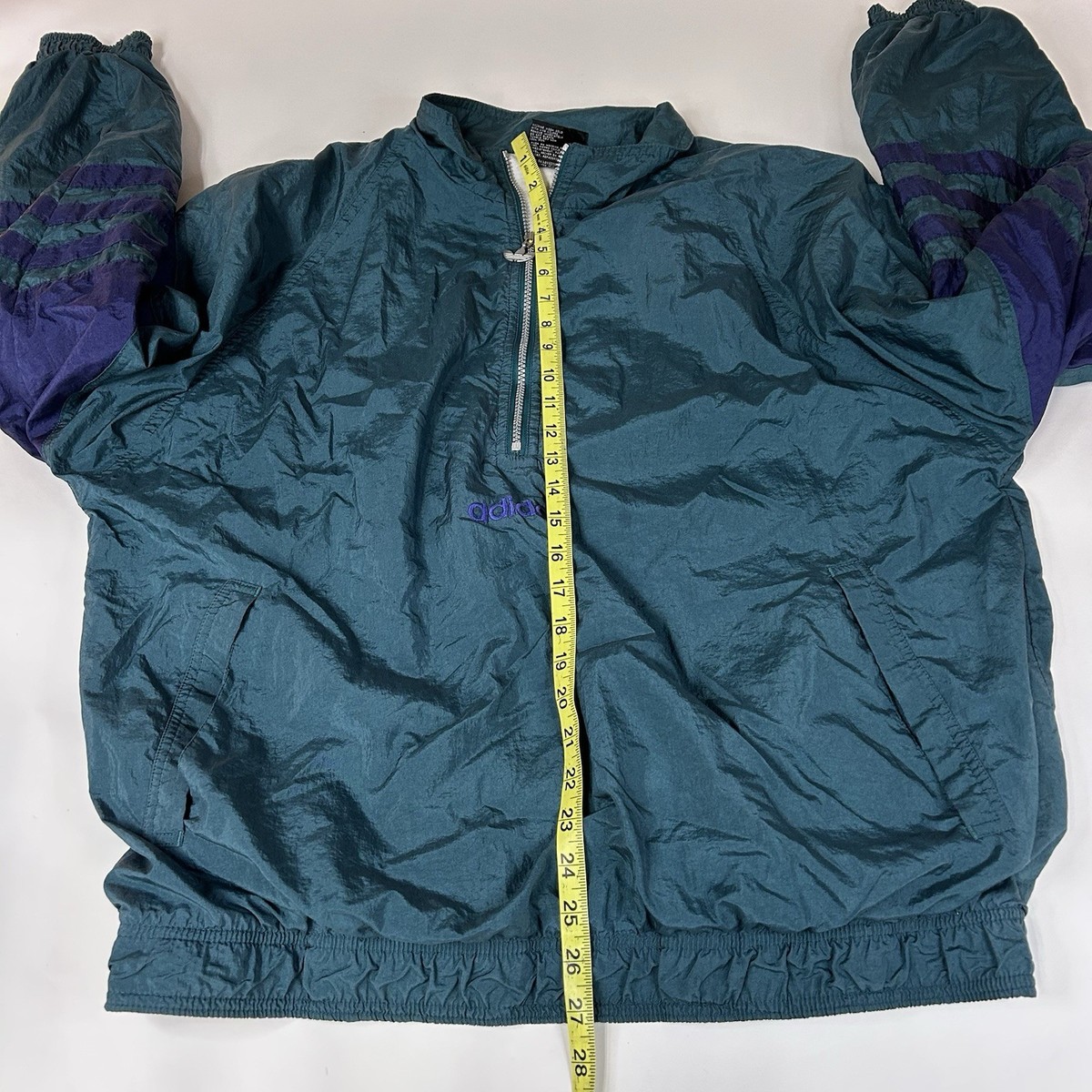 Vintage Adidas Unisex Windbreaker Size Large Blue Quarter Zip