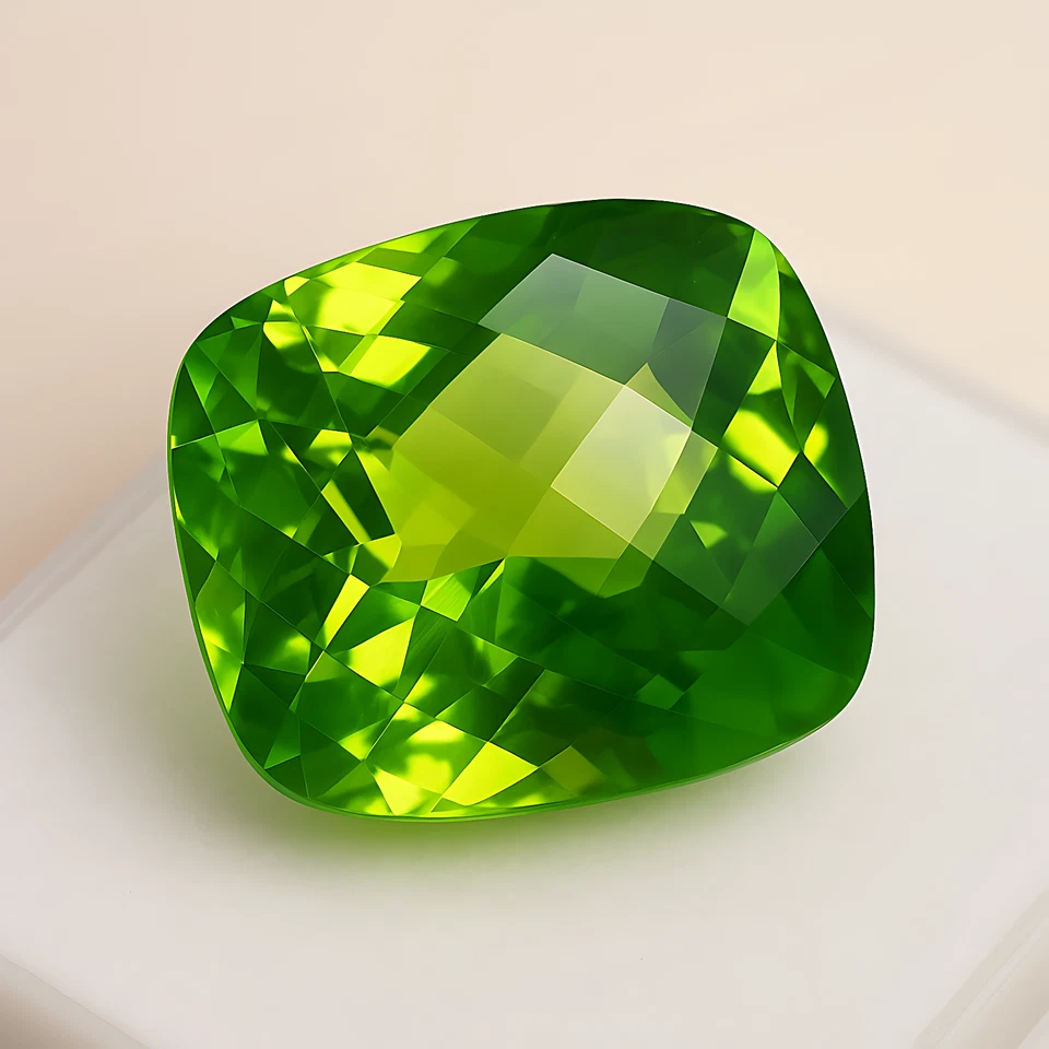 16ct Cushion Checker Peridot, Natural Green Loose Gem for Ring or Pendant Use - Image 2 of 4
