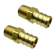  2 Pack Brass 1/2    PEX to 1/4    NPT Male Connector Fitting, Lead-Free Ada...
