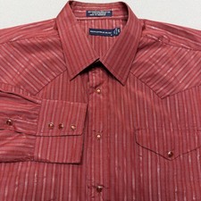Panhandle Slim Shirt Mens XL Red Stripe Long Sleeve Pearl Snap Western Cowboy