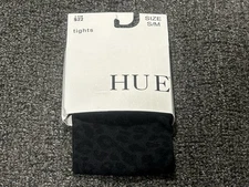 Hue Soft Cozy Brushed Lining Tights Size S/M Black Leopard Print Poly Blend NWT