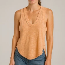 Free People We The Free Cotton Knit Tank Top Orange Size Medium